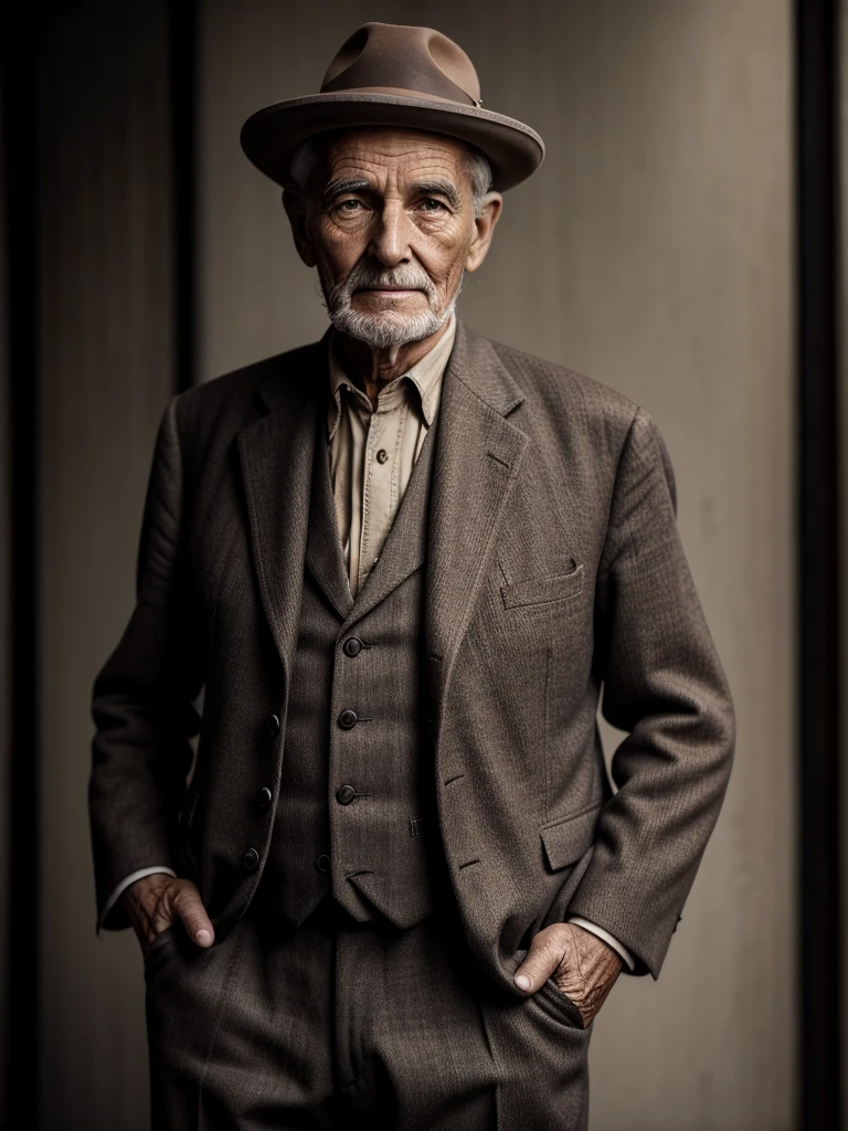 old man,Foreigners,French,suit,old,Sepia,era,young,whole body,Life-size,Classic