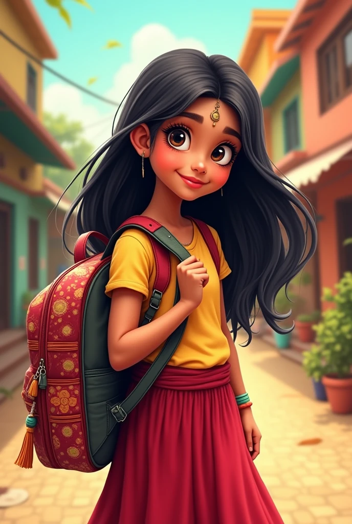 Radha taken his schl bag