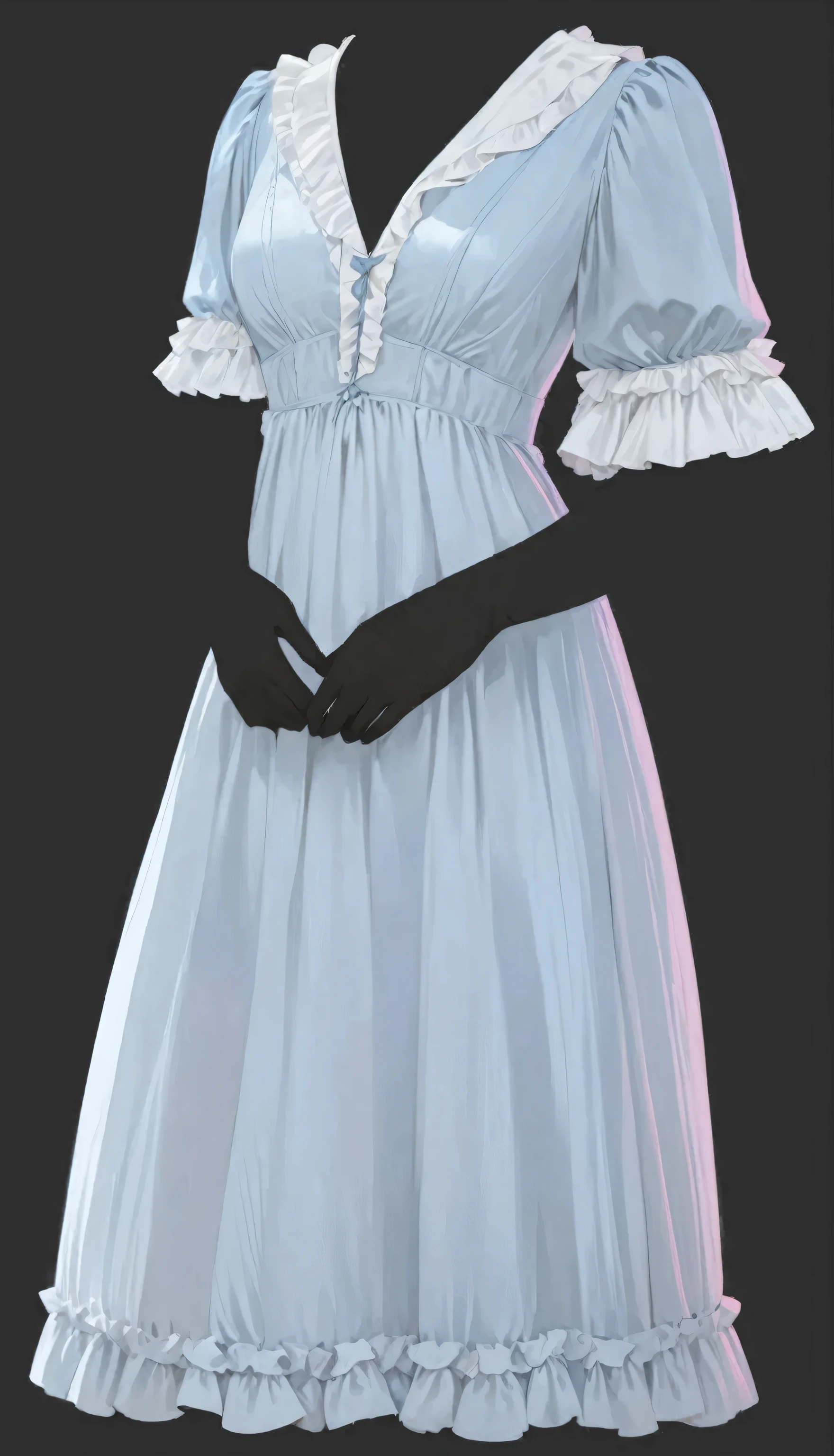 beautiful illustration, ultra-detailed, masterpiece, victorian era, blue dress, ruffles 