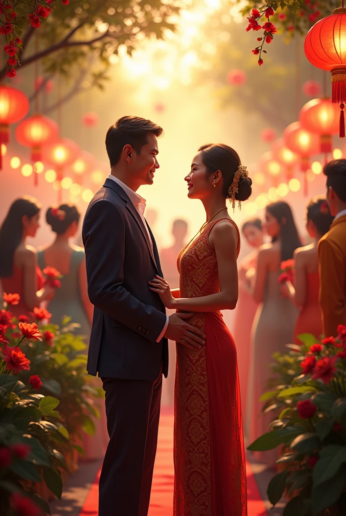 Thai lady and husband on party
