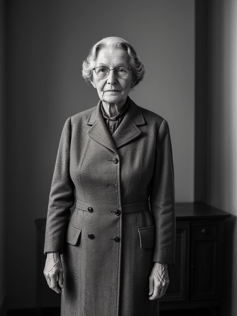 Grandmother,Foreigners,French,suit,old,Sepia,era,young,whole body,Life-size,Classic