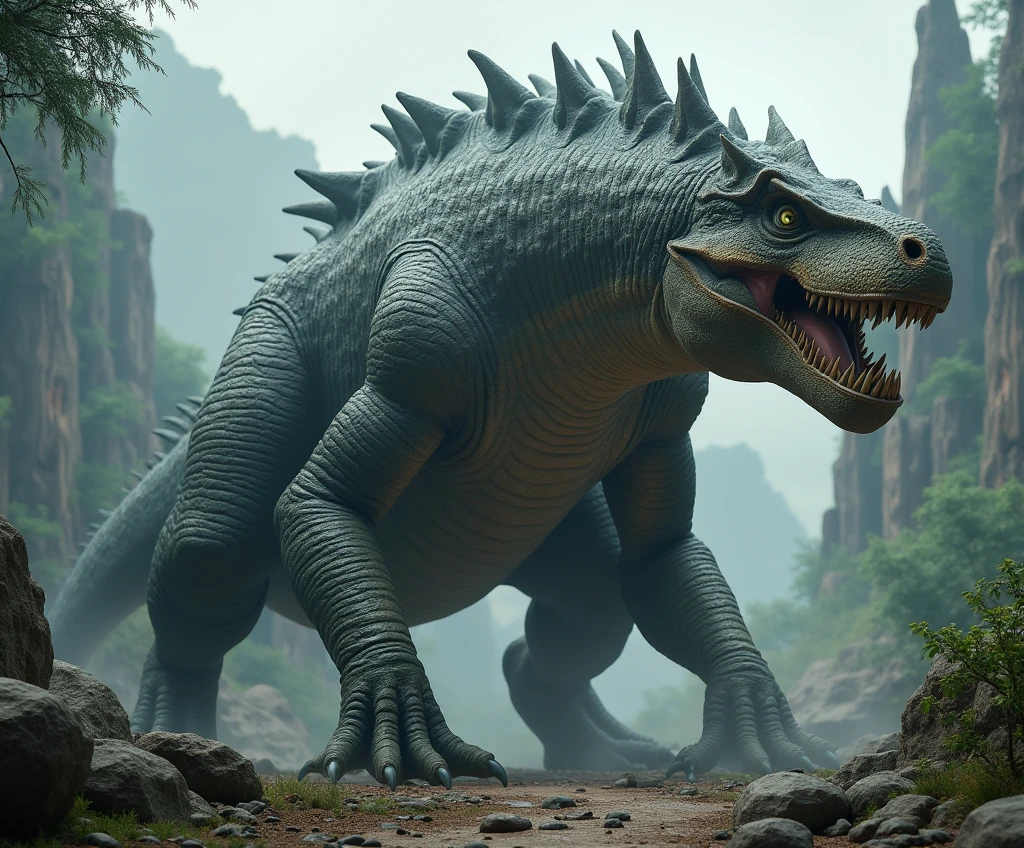 Large fearsome reptile resembling a dinosaur
