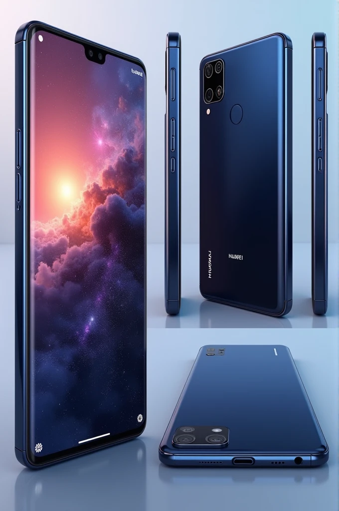 The latest model, the legendary design, Huawei&#39;s new flagship phone is very attractive, it has a very attractive aura.. Let it be high, let it be a completely elegant design, let it be very aesthetic, let it be shown from the back, front and sides.