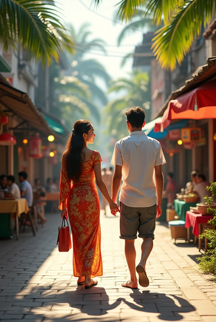 Thai lady and France husband on a Thailand street 