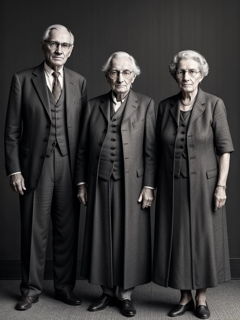 male,female,,,old man,Grandmother,Foreigners,French,suit,old,Sepia,era,young,whole body,Life-size,Classic,family