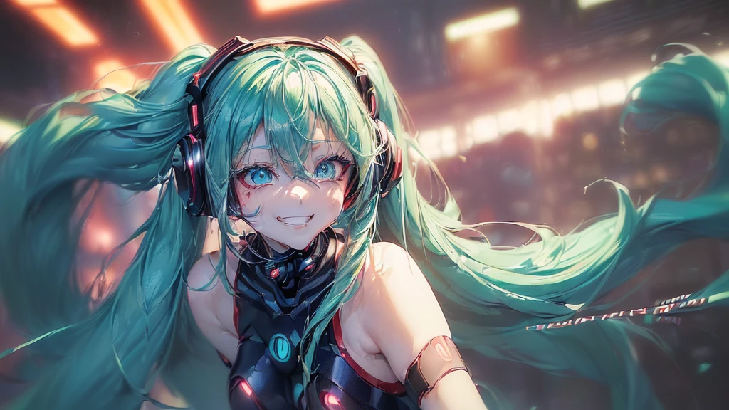 ((woman, Very red lips,Hatsune Miku,Long legs,Are standing,Greenish blue eyes)) 8k(((((Anime style face,(Anime style faceの描写しっかり),(clumsy smile),Red face,beautiful woman,Shyly,Greenish blue eyes,cyber punk,people々々I focus))))) (((clumsy smile)))((((people々々I focus)))))((((Blur the background))))) (((cyber punk,sf,未来世界の金髪ロングヘアーbeautiful woman,that'that'it's raining,しっかりとしたcyber punk世界観のある絵))) ((((Shyly)))))