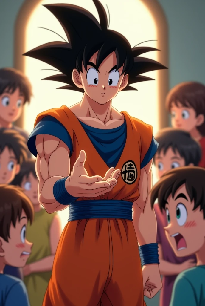 Goku holding a bottle cap for children with cancer