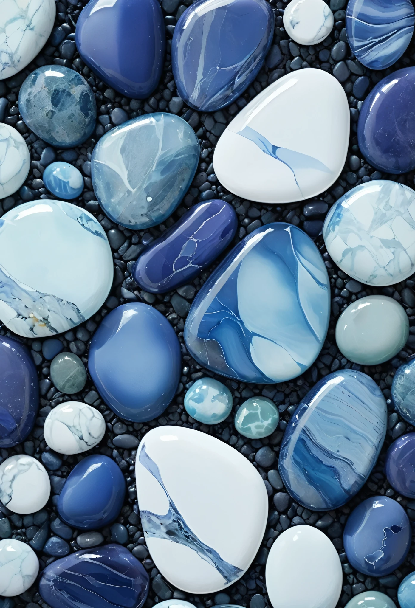 abstract glass pattern, indigo, marble,Lots of stones,