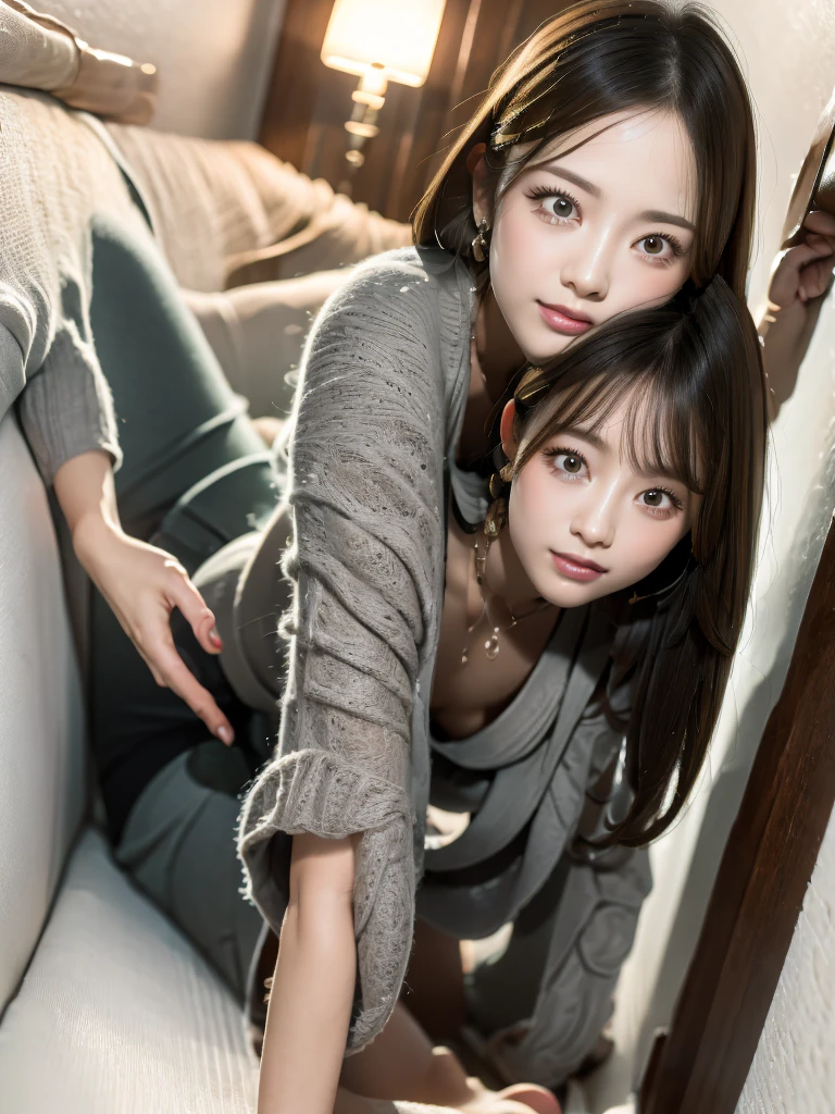 ((Highest quality, 8k, masterpiece: 1.3)), beauty, 1 person, big: 1.3, Slim Abs: 1.1, Dark brown hair, (Lying in bed, Lift and open your legs: 1.2), Highly detailed face, Highly detailed lips, fine grain, double eyelid, Goodreads, Large Breasts、Nipples、Wet, Sweat, Orgasm Facial, strip, On all fours