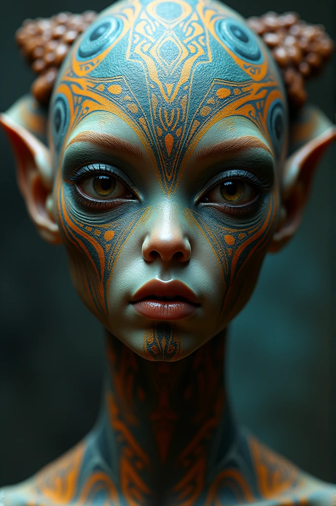 Alien head with African face design