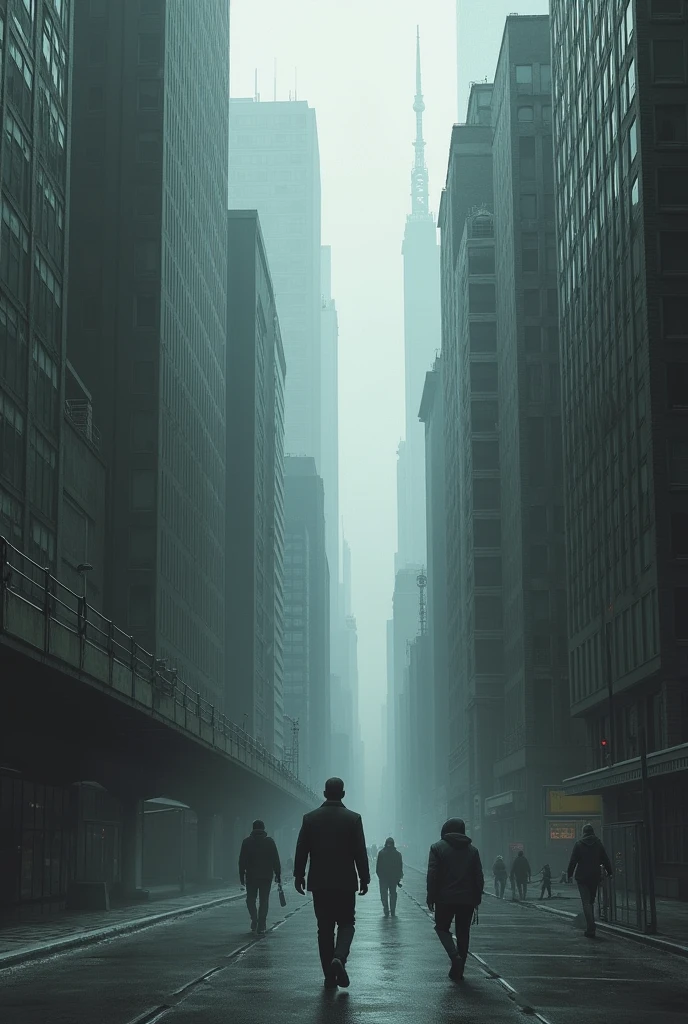 City buildings lonely people sad life 
