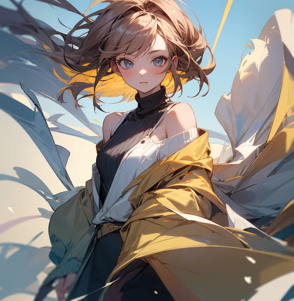 ((best quality)), ((Masterpiece)), (details), 1 girl, open shoulder sweater,  only charector no background and transparent file 