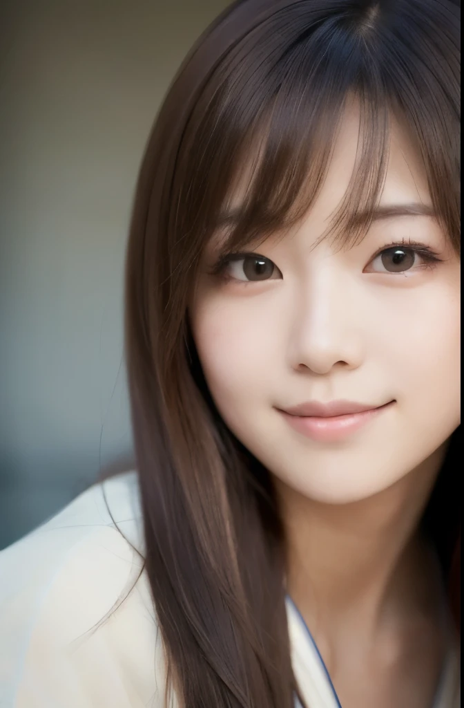 best quality, face focus, soft light, ultra high res, (photorealistic:1.4), RAW photo,(Shinozaki Ai), white skin, kawaii,
1 Japanese girl, solo, cute, smile, (pupil, lights in the eyes),  detailed beautiful face, Medium-sized breasts,(high resolution detail of human skin texture),(long hair),(portrait), upper body, white traditional kimono