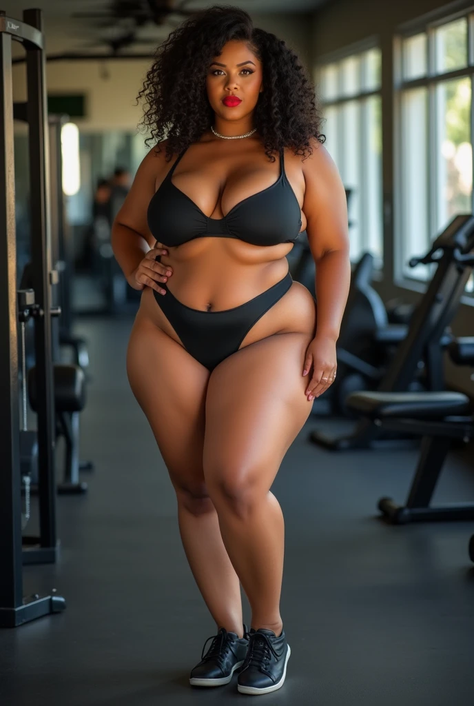 Very curvy ebony women at the gym