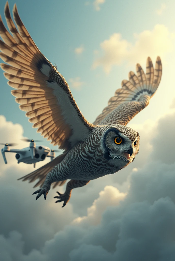 Une chouette qui porte un drone