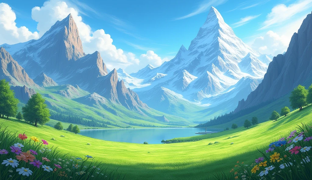 Mountain and green grass very beautiful