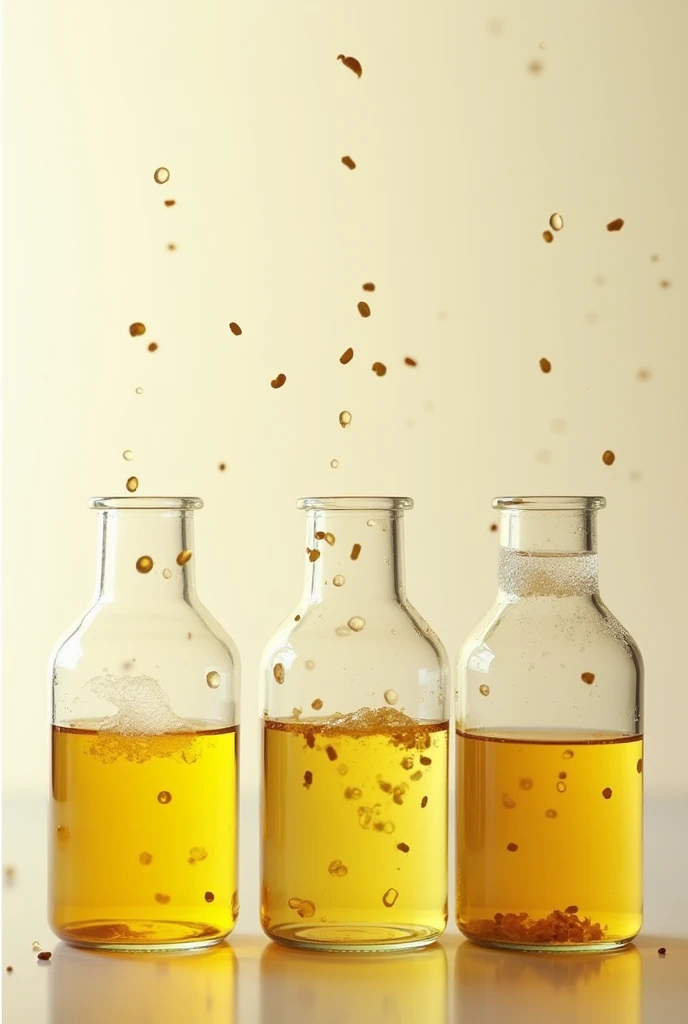 Create an image of soybean oil in various states from cleanest to dirtiest