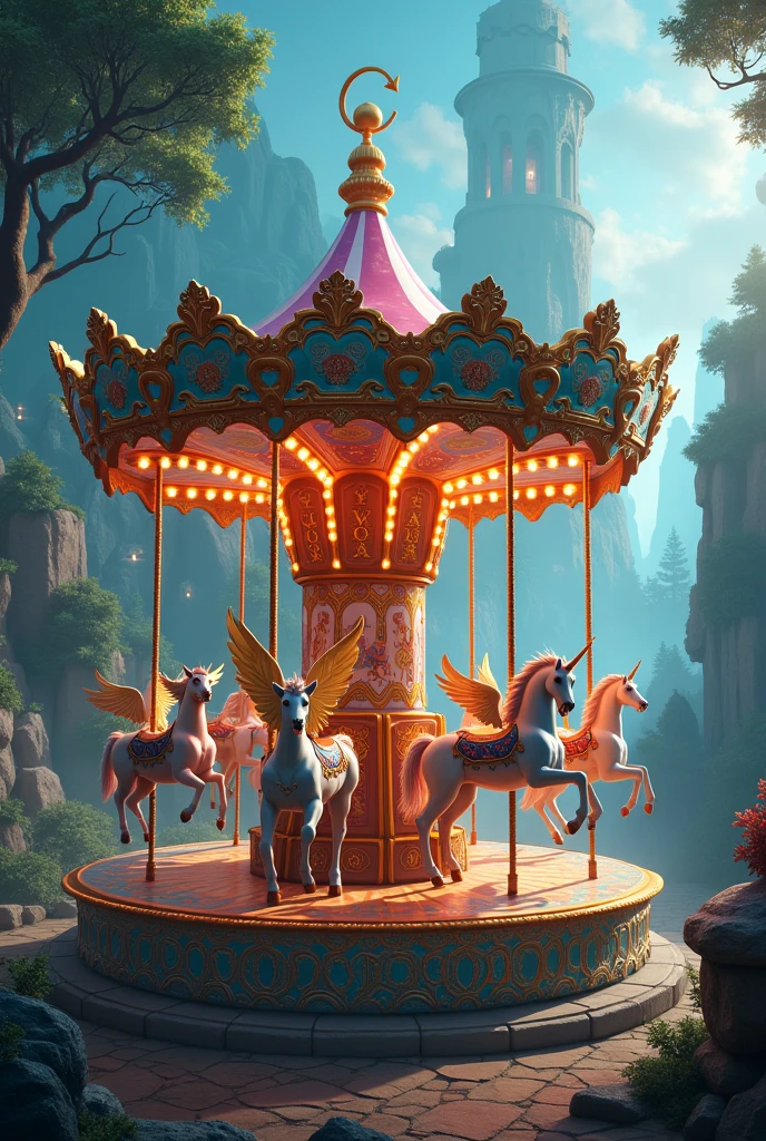 Magic carousel with the name ''Fantasticontos''