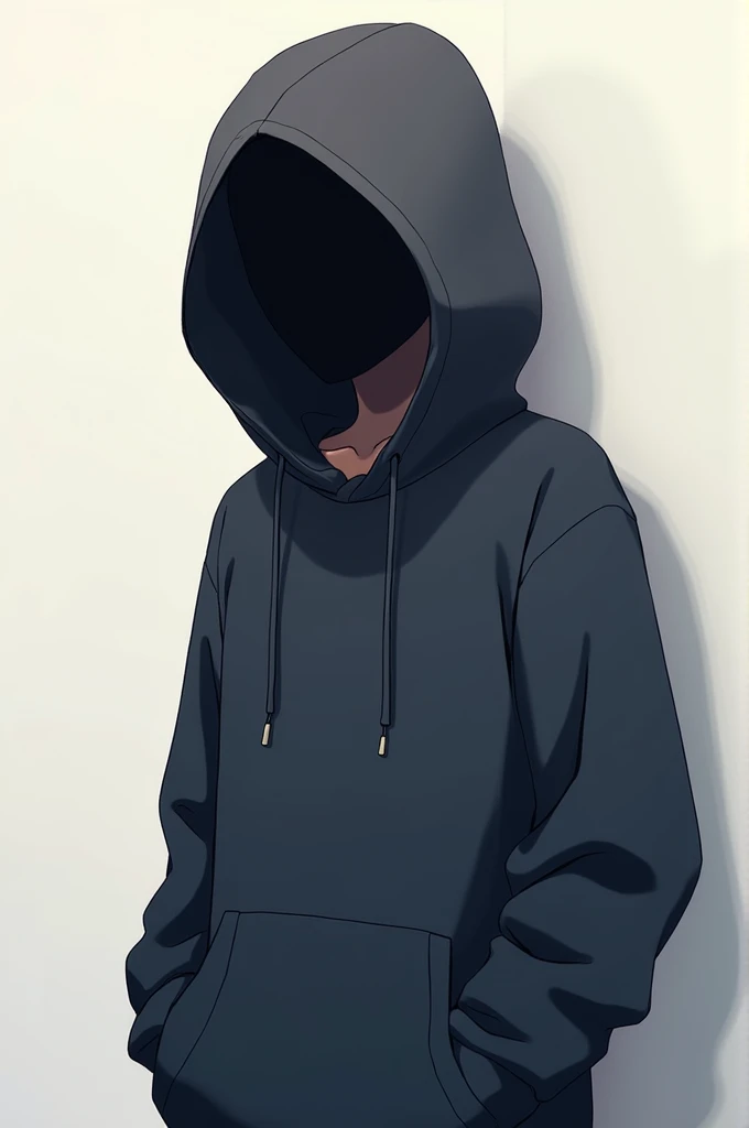 A anime boy not showing his face in huddy