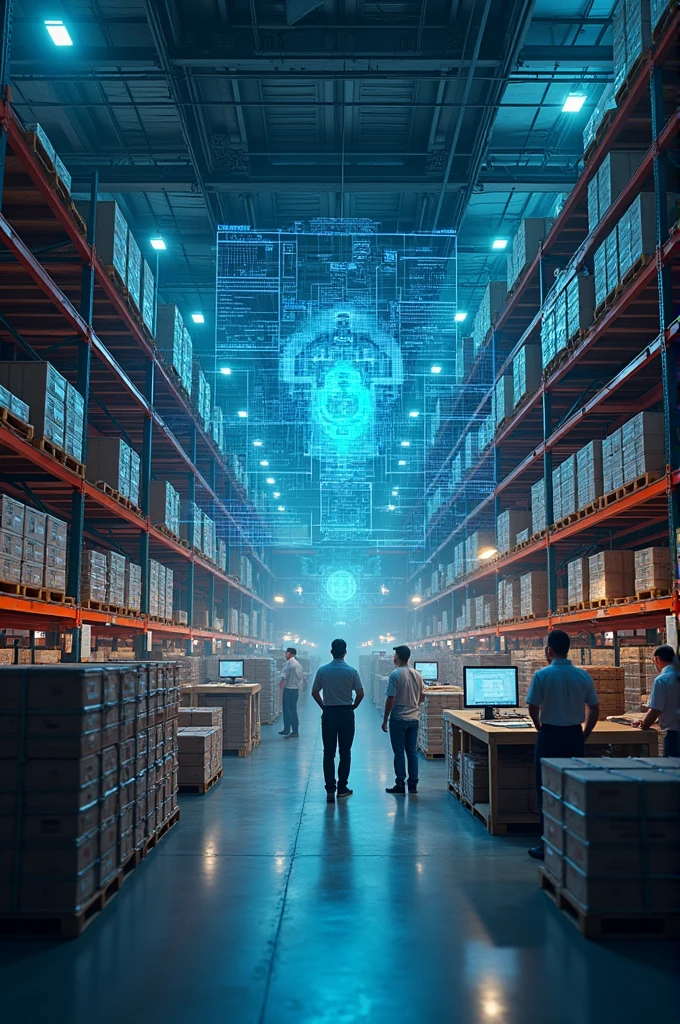 Image of a company's warehouse with cybersecurity programs
