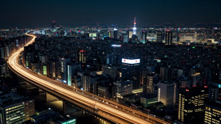 Tokyo、Late Night、neon、building、Expressway