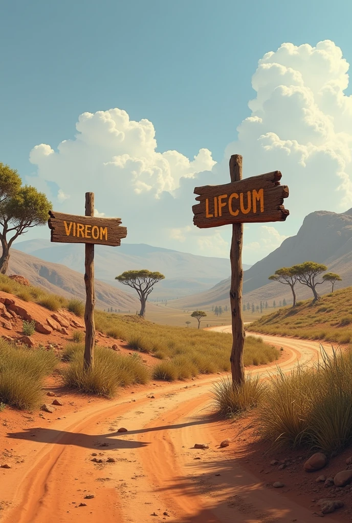 3 wooden road sign in the furthest cerrado biome

