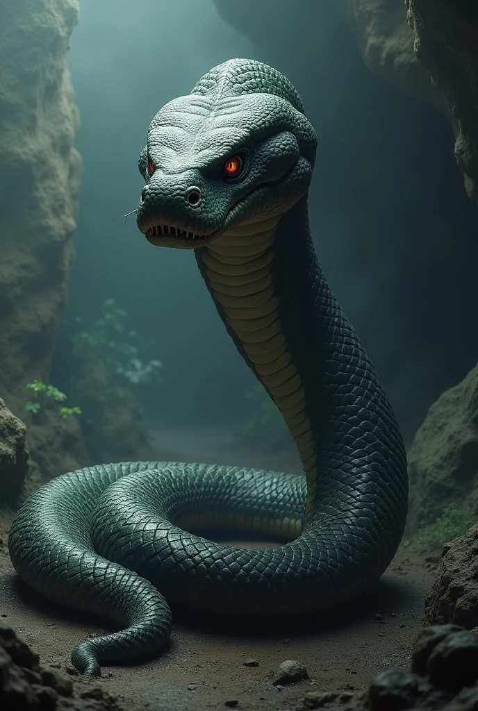Big titanoboa snake creepy and deadly looking glare at viewer hd
