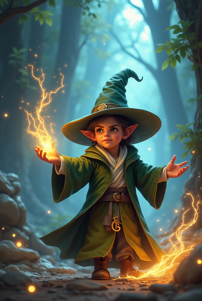 A little wizard casting a spell