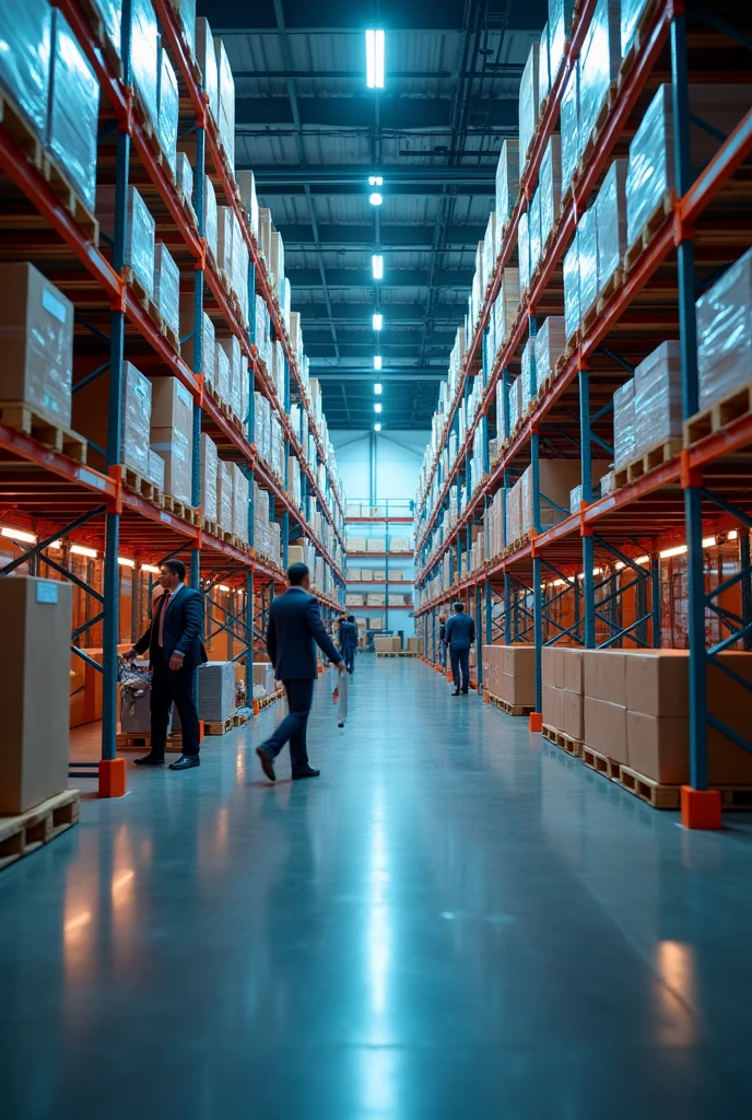 Image of a company's warehouse with advanced warehouse management software
