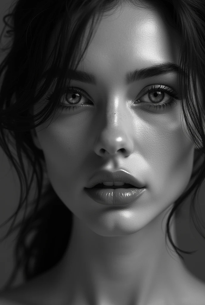 Close-up of a beautiful woman's face Monochrome