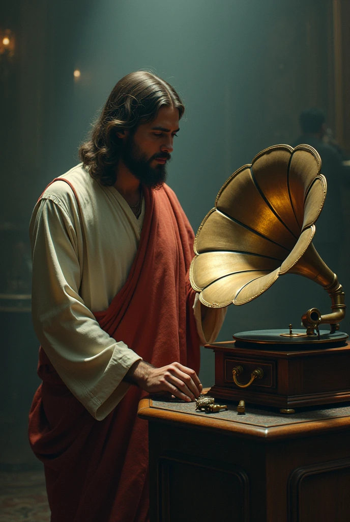 Jesus with gramophone next to Nikson Krivično Djelovanje 