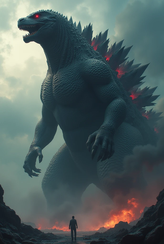 Big godzilla creepy and scary looking deadly with red eyes