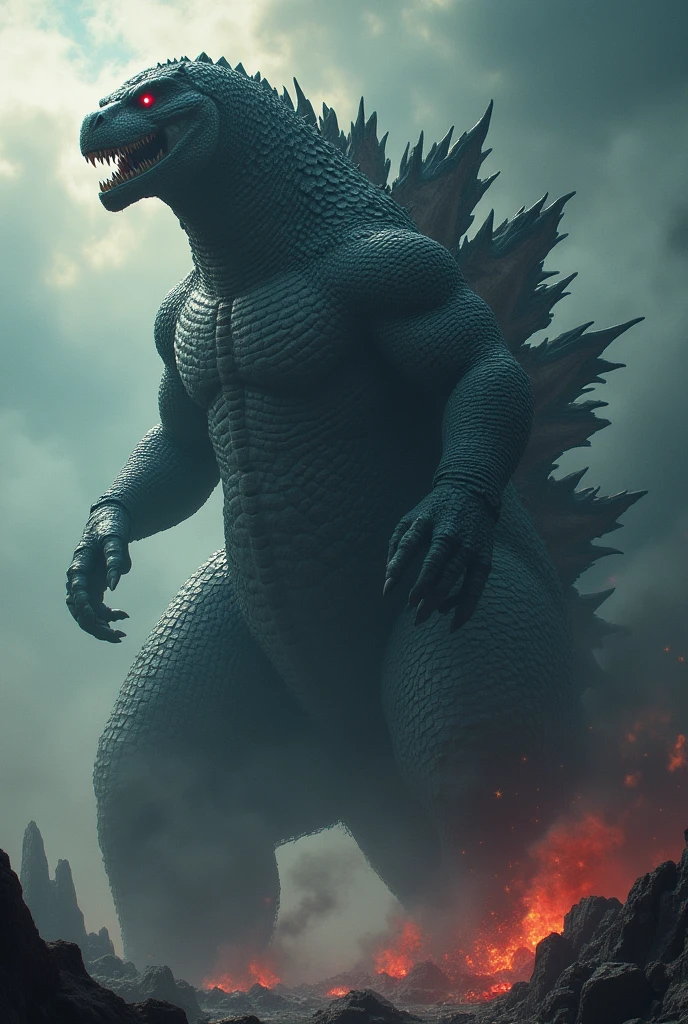 Big godzilla creepy and scary looking deadly with red eyes