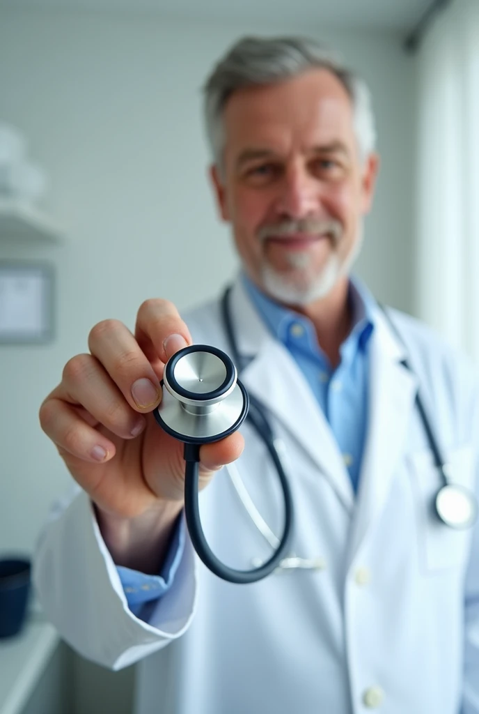 Male doctor hand holding stethoscope 
