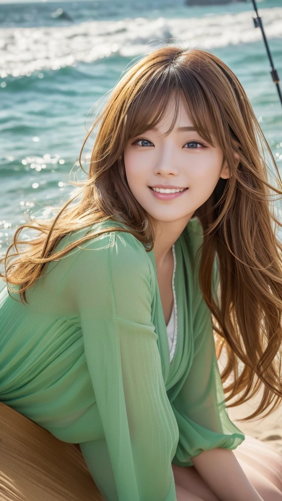 (32hair,High resolution,Attention to detail,High resolution,high density,一peopleで,In addition:1.3),(現実的なpeople々,Live Action,fine grain,High resolutionの目,Beautiful Eyes,Eyes that look alive,美しい濃いgreenい目,Fishing eyes,Detailed lips,Translucent white skin,Realistic face in every detail:1.3),(Japanese Ido,hairorean Idols,日本peopleモデル,hairorean models,hairorean hair-Pop Female Idols:1.2) 8k,Woman looking at the camera,1 超美people々々(Like the real thing), green sky and white clouds、And warm sunshine, Smiling and gazing into the distance, The fine grains of sand on the beach shine golden., The wind brings small waves. The distant island is surrounded by greenery, sexy, Her stunning beauty is like a ray of light, Captivate the world. . The beach dream scene will be more realistic for the audience..., people々々々Make people々々 They are'be there, Enjoy the beauty,The perfect angle、プロ品質のHigh resolution、Perfect contrast、Perfect lighting、Perfect composition、Perfect Skin、Perfect Fingers、Perfect breasts、完璧なhair、Perfect Face、Realistic facial features,masterpiece,Photorealistic raw photos,Bright colors,Rich colors,50mm lens,Nikon D850,Highest quality,Slim figure,Perfect body line,Perfect hand shape,Anatomical Body Balance,Highly detailed face,Highly detailed eyes,Beautiful Lips,Excellent light particles,Cinema Lighting,Compensate,超High resolution,Ultra-Realistic Skin,sexyな女性のクローズアップ,green、Perfect Arms、Perfect Fingers、smile、Full Body Shot、Dynamic pose