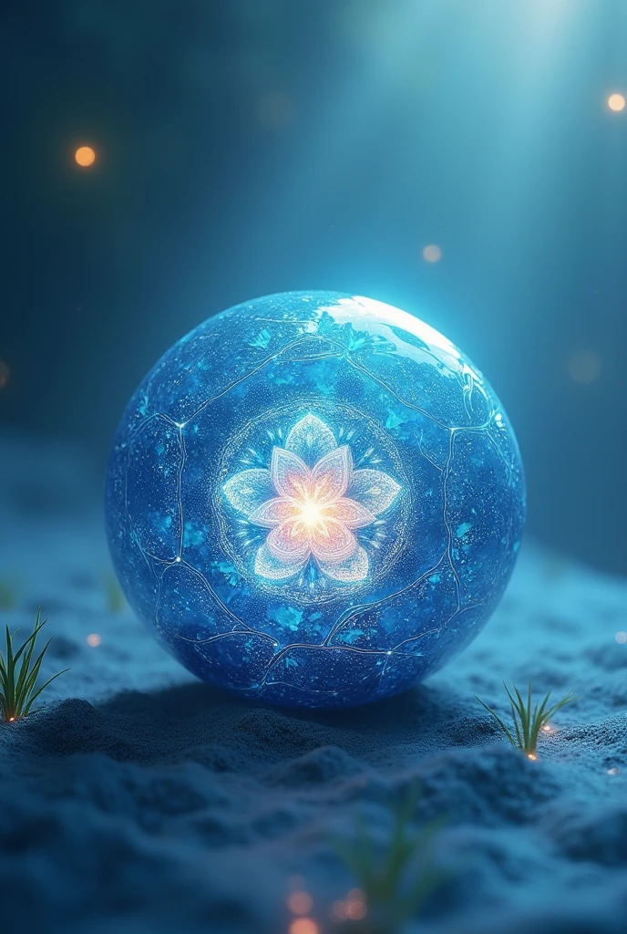 One sphere Beautiful Decorated Core Blue Luminous