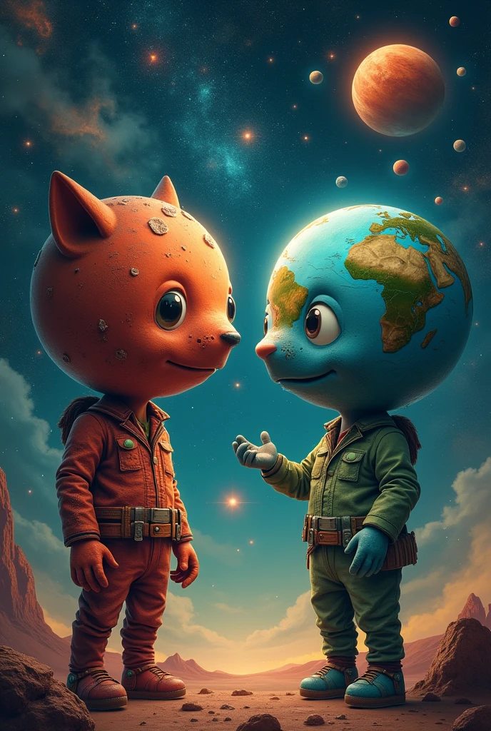 Mars and earth planets talking each other