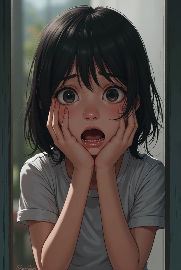 (masterpiece, best quality), 1girl, beautiful face, <lora:SCARED:1> scared face, open mouth, open eyes,