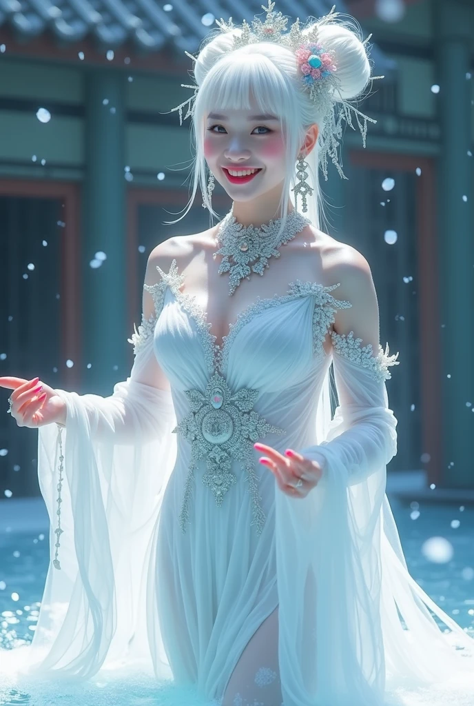 (Ice cubes:1.4),movie angle,(Fan Bingbing, Ice cubes 소녀,anatomically correct,Telegraph slang,걸작 Ice cubes 동백,Representative work: Hanfu,laugh,sexy,Full body art,Traditional arts,Erotic Art,queen art,Amazing body art,Amazing Hair Styles,Traditional Japanese Girl,Japanese Geisha, Japanese art works,Perfect, Jewelry Art,Full body art style,full body capture)