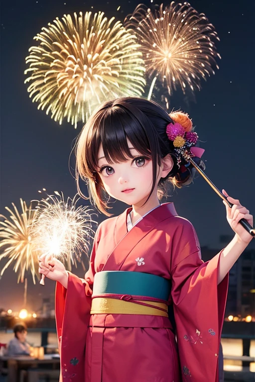 firework, Yukata, Flat Chest