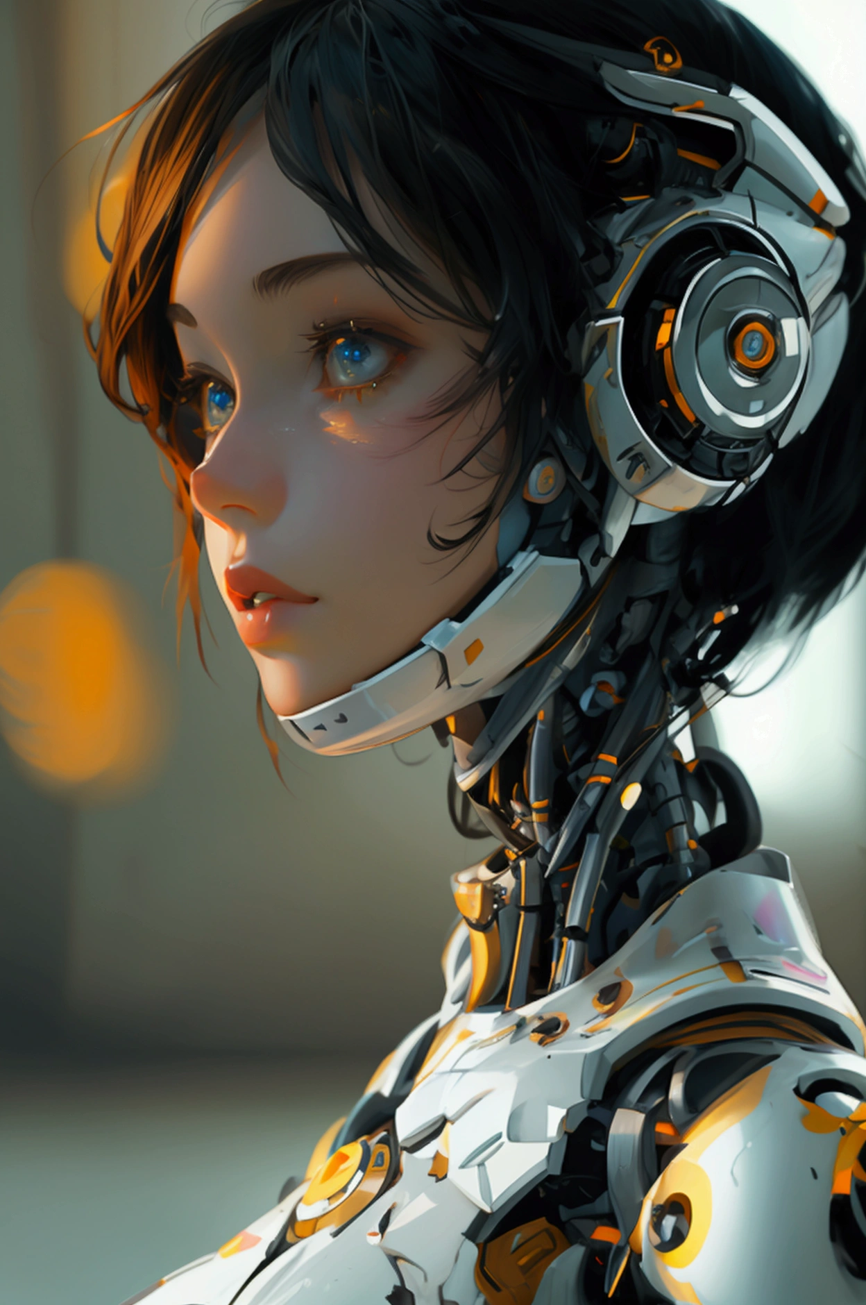robotic girl, full body , full character girl