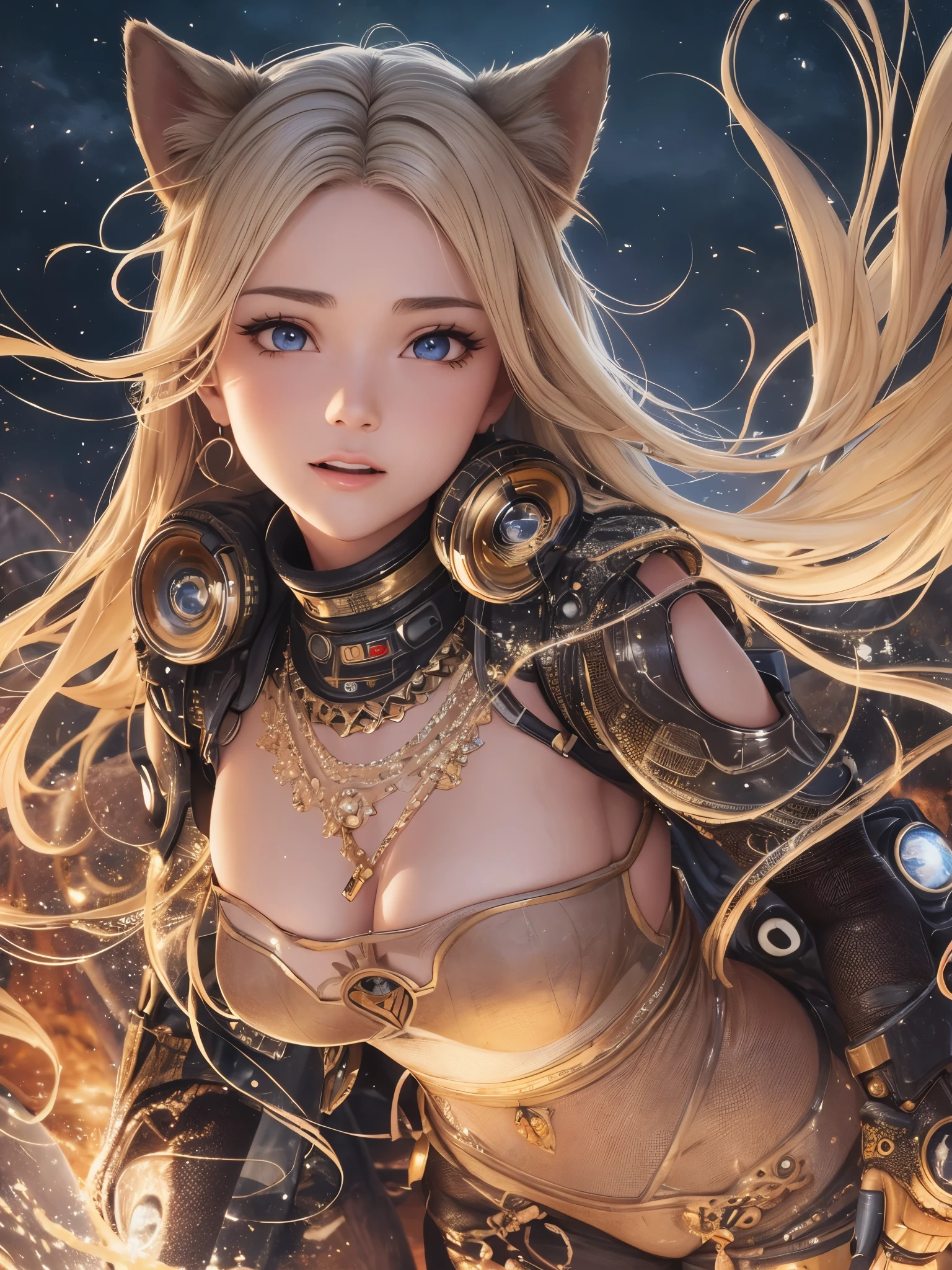 ((Highest quality)),(Ultra-high resolution),(Super detailed),(Detailed Description),((The best CG)),(masterpiece),Highly detailed art,(Art with precise detail:1.5), (Sci-Fi Fantasy:1.8), (Female type:1.5),Polearm:1.5, iron, Crushing Arm, Fight, Cutting through the wind, Roaring Air,, Dazzling Sun:1.4, Lion&#39;s Fury, Brave and courageous, One-of-a-kind warriors, vermilion,Dark Green,sky blue,Illumination, design, Brightness:1.5