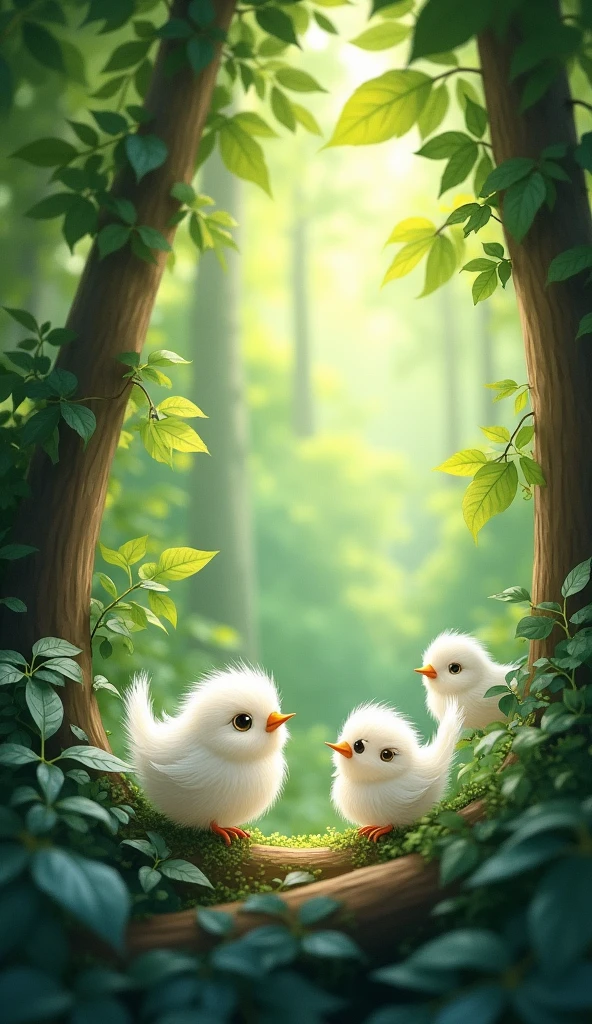 Very few, White, round, Shine, Hairy in the heart of the forest, For the story cover,Long-tailed Tit