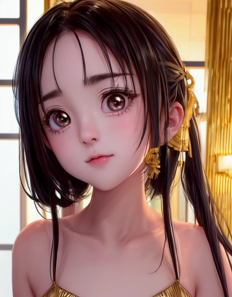 One Girl，(1人のとてもcute:1.3)，masterpiece，Highest quality，High resolution，From below，Low - Angle，Photorealistic，RAW Photos，Ray Tracing，Physically Based Rendering，beautiful girl，(:1.3)，cute，Big eyes，(detailed pupils:1.2)，(The face is facing straight ahead:1.3)，Body facing forward，Beautiful nose，High nose，Upturned nose，Fuller lips，Short black hair，ponytail，short hair，Detailed eyelashes，Thin eyebrows，Very fine grain definition，(Symmetrical eyes，Golden Ratio:1.3)，(Face close-up，Face Focus:1.0)，Small breasts，Short neck，White swimsuit，White Bikini，Ocean，Southern Island，Blue sky，White cloud，Portrait，View Viewer，Upper Body，Cinema Lighting，High resolution，Very detailed