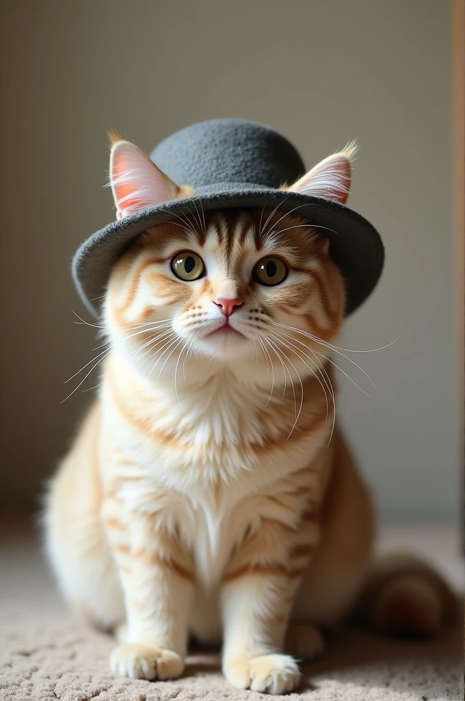 Cat facing the camera wearing a hat