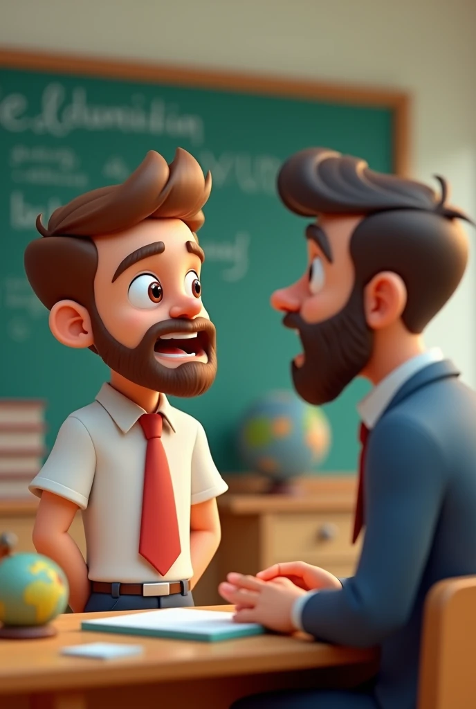 boy beard student saying in teacher ai 3d image cartoon type
