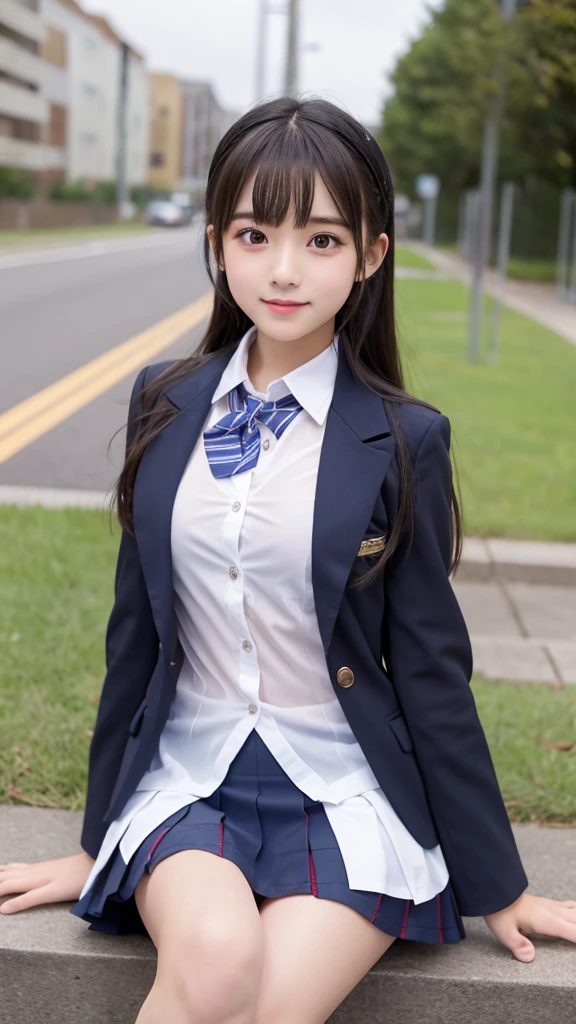 cute､high school girl､Idol､uniform､blazer､mini skirt､See-through､Fluttering in the wind､sit