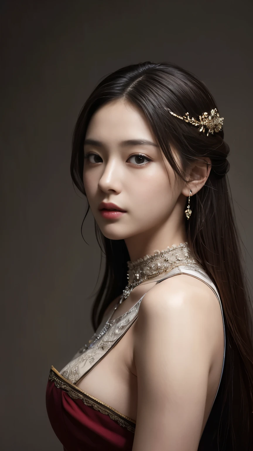 masterpiece, Highest quality, Realistic, Very detailed, In detail, High resolution, 8k wallpaper, Professional, High level of detail, one person's, Skinny Japanese woman, ((look forward to)), Collarbone Detail, Perfect Face, Straight hair, (Look straight at the camera)