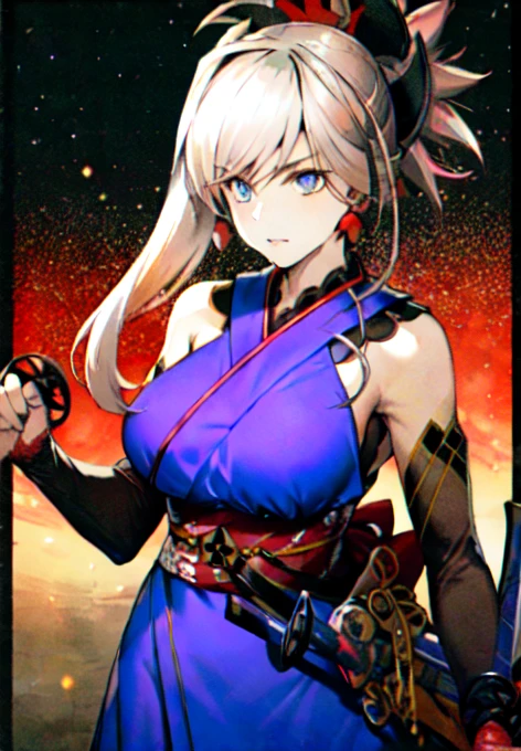 masterpiece, best quality, high resolution,
Saber1, Default Kimono, 1girl, 独奏, weapon, sword, katana, holding, dual wielding, sheath, looking at viewer, breasts, holding weapon, holding sword, night, large breasts, border, long hair, unsheathed, cowboy shot, night sky, sky,milkyway,Two-Way,Suspicious expression,4K
