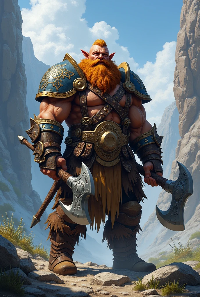 Photorealistic, realistic, solo, photorealistic, best quality, ultra high res, 1troll, sits, blonde hair in a ponytail, (muscular), wearing a small short loincloth (in brown leather), off-shoulder, strapless, breeze blowing through the grass, mountainous terrain, 1troll, ((Middle Ages)), (((medieval fantasy))), rugged wilderness, masterpiece, best quality, extremely detailed face, perfect lighting, 1troll, solo, best quality, ultra high res, photorealistic ultra detailed, masterpiece, best quality, large muscular features, cleavage, horns